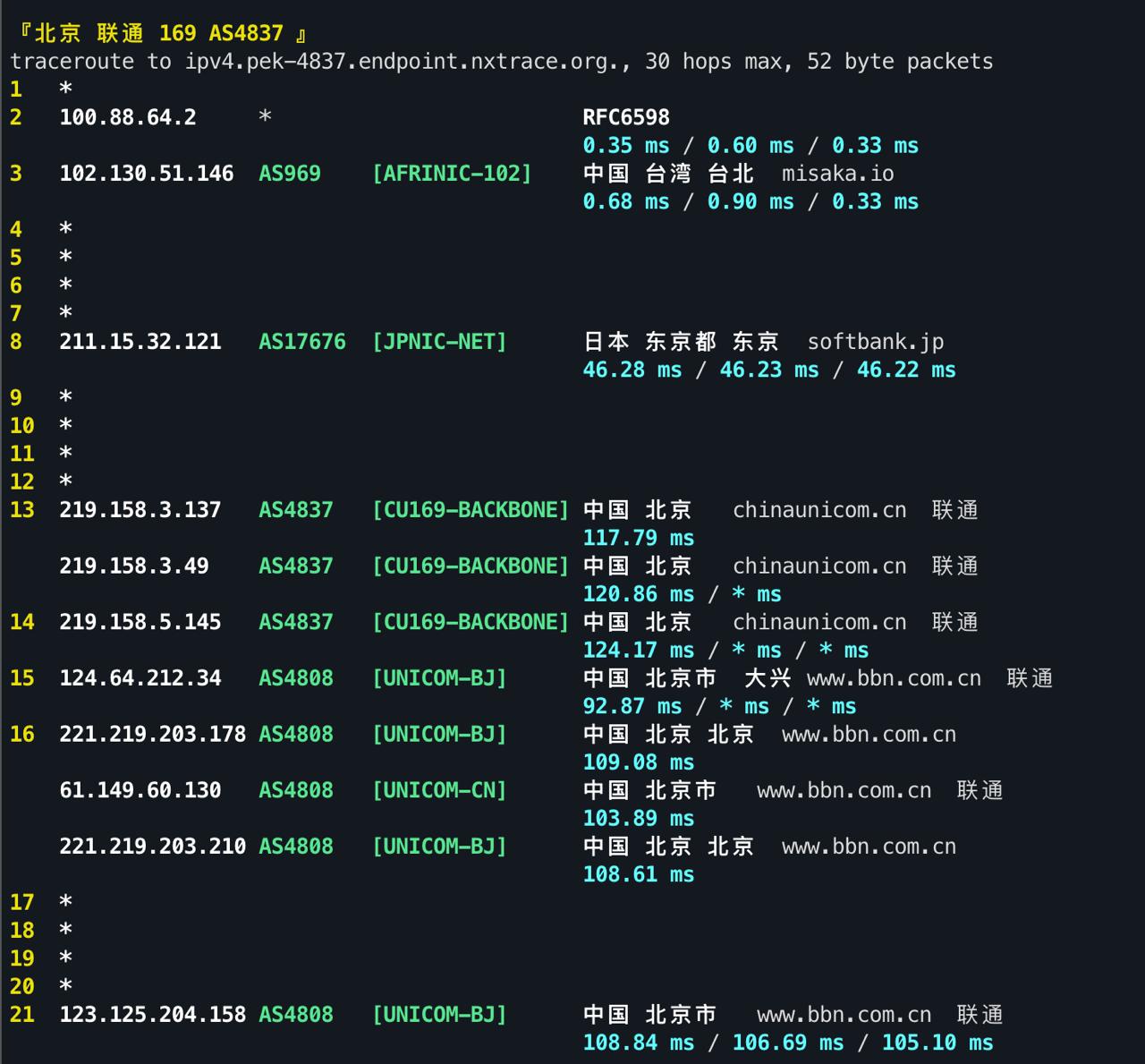 IPv4 回程 TCP 2